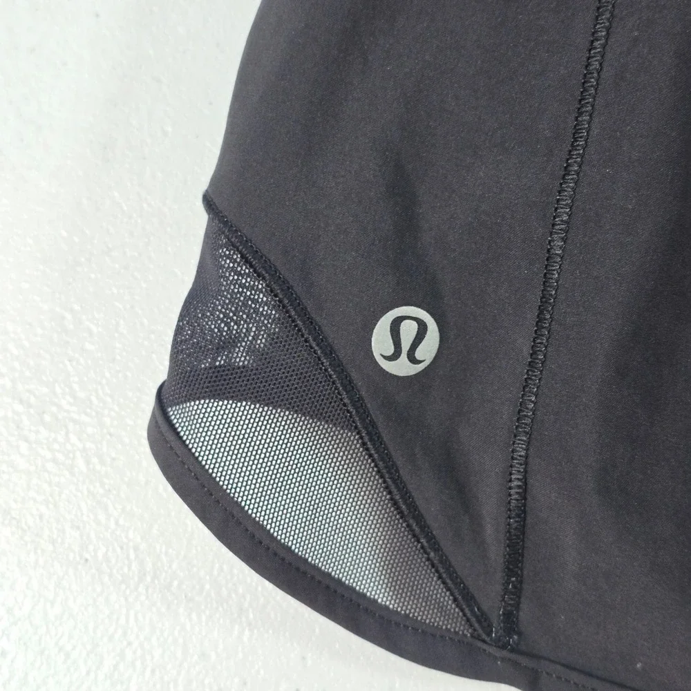 Lululemon Hotty Hot Short II Black Mesh Running Shorts Womens 10 LW7ARKR